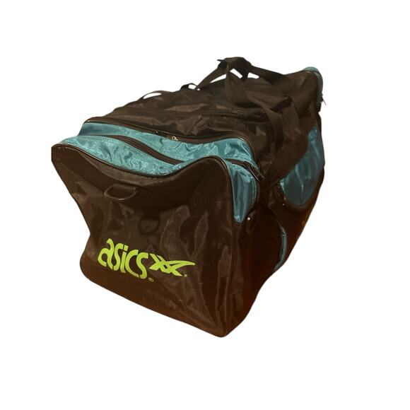 Set of 3 Vintage 90s ASICS Sports‎ Travel Bags Duffle Teal Black Athletic - Picture 3 of 10